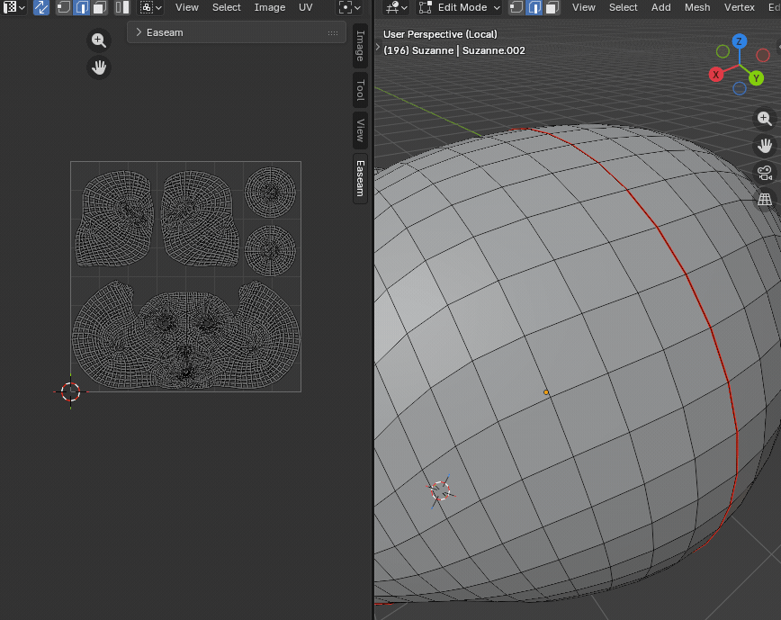 Mark / Clear Seam marking and clearing selected seam edges in Blender
