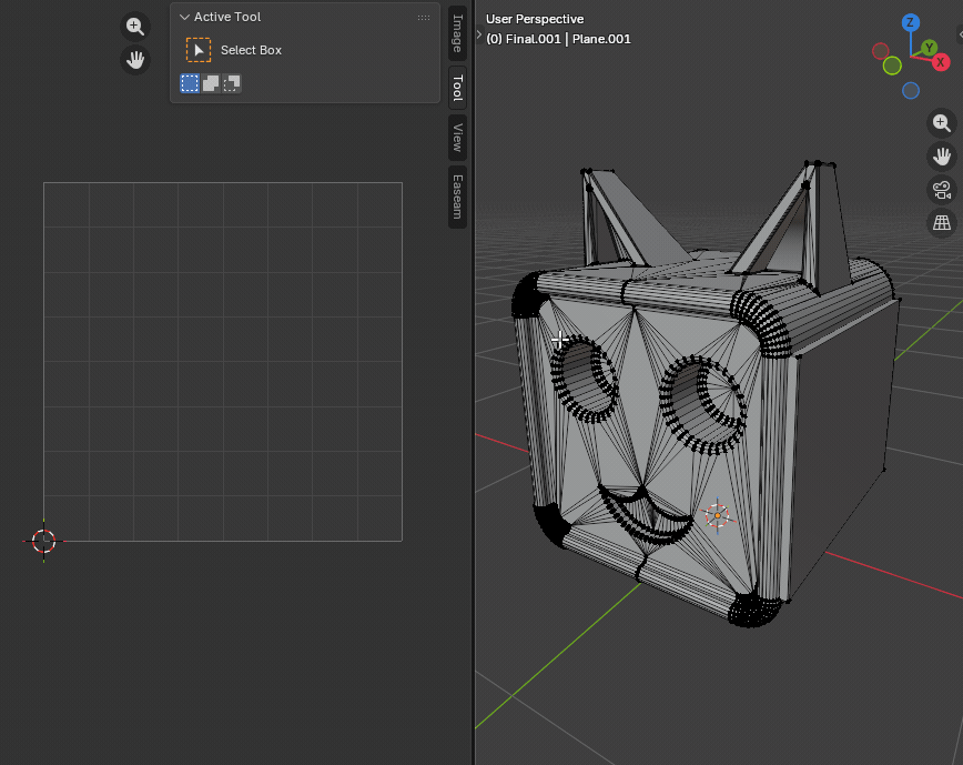 Tri-Planar Unwrap projecting visible mesh faces into directional UV groups in Blender